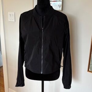 Athleta Sleek Black Bomber side zip jacket